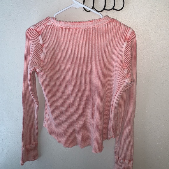 FP One Free People Colt One Blush Waffle Henley Relaxed Top Small - Picture 6 of 9